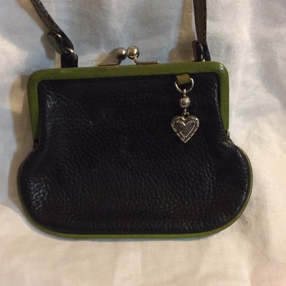 Brighton purse, black with green trim and strap. - Picture 3 of 3